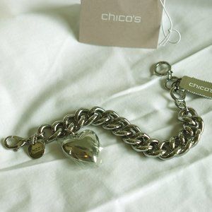 Chico's Silver Bracelet with heart charm